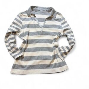 Vintage Gray‎ and White Striped Top
